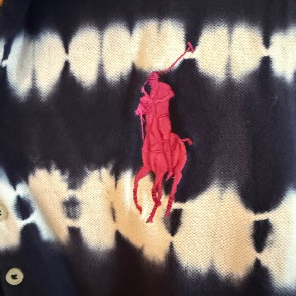 RALPH LAUREN SPORT | Navy Blue Big Pony Polo Tie Dye Short Sleeve Polo Dress XL - Picture 4 of 6